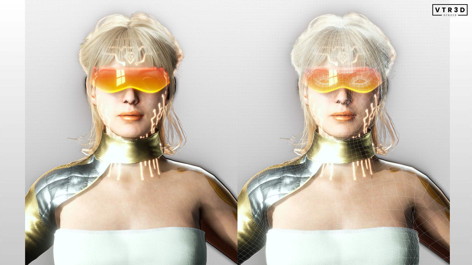 Sci-Fi Girl Character Lyra Solaris Futuristic Female Low-poly 3D model_5