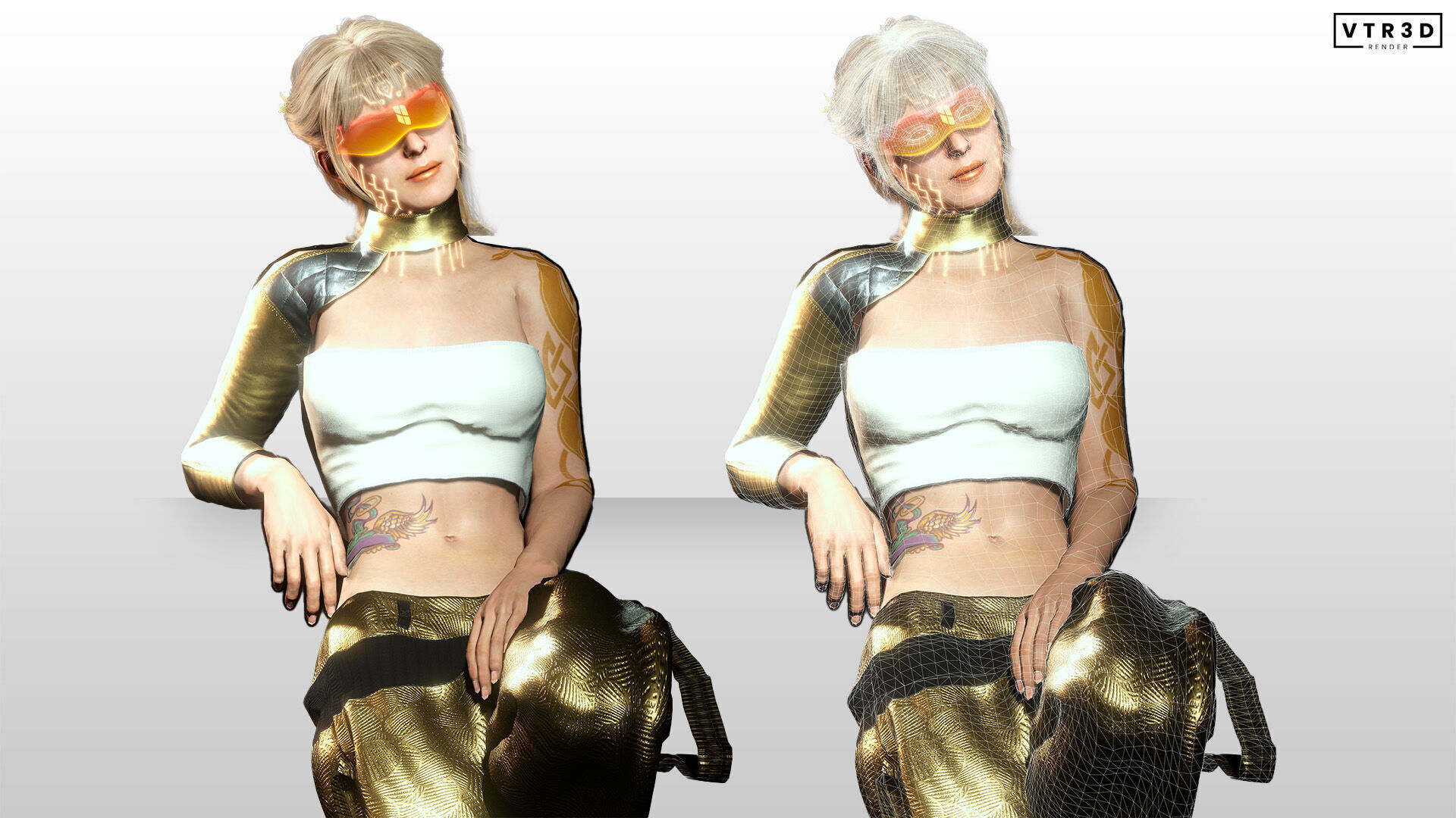 Sci-Fi Girl Character Lyra Solaris Futuristic Female Low-poly 3D model_4