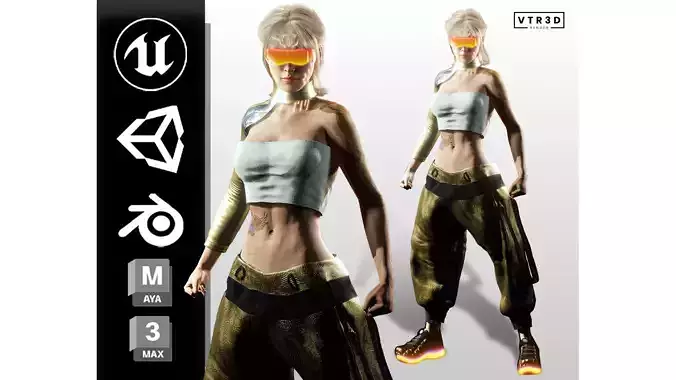 Sci-Fi Girl Character Lyra Solaris Futuristic Female Low-poly 3D model