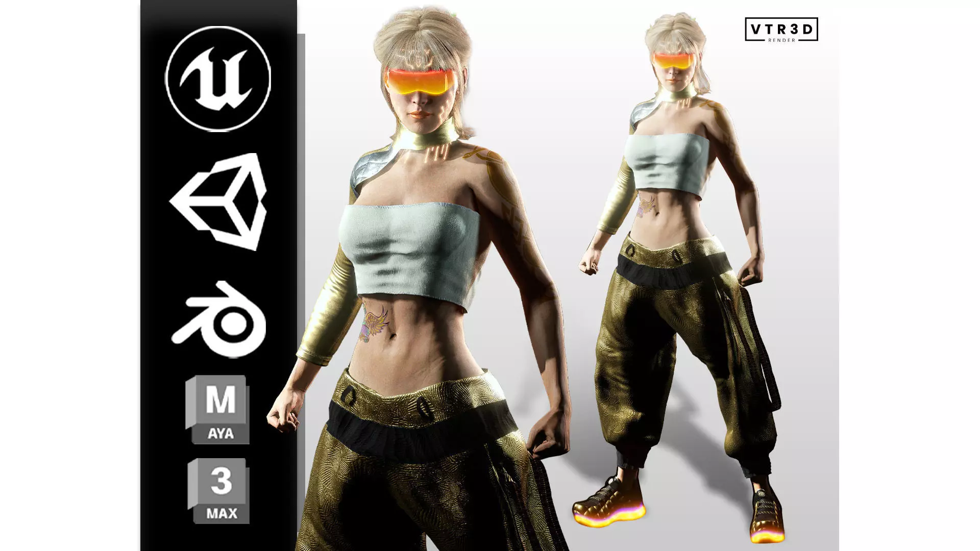 Sci-Fi Girl Character Lyra Solaris Futuristic Female Low-poly 3D model_0