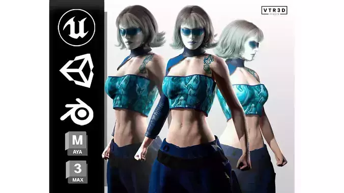 Vera Aether Sci Fi Female Character Stylized Low-poly 3D model Vera Aether Sci Fi Female Character Stylized Low-poly 3D model