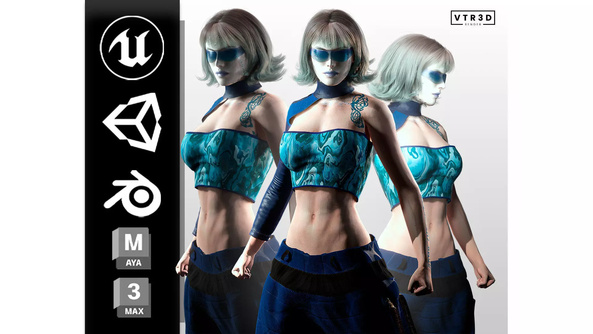 Vera Aether Sci Fi Female Character Stylized Low-poly 3D model_0