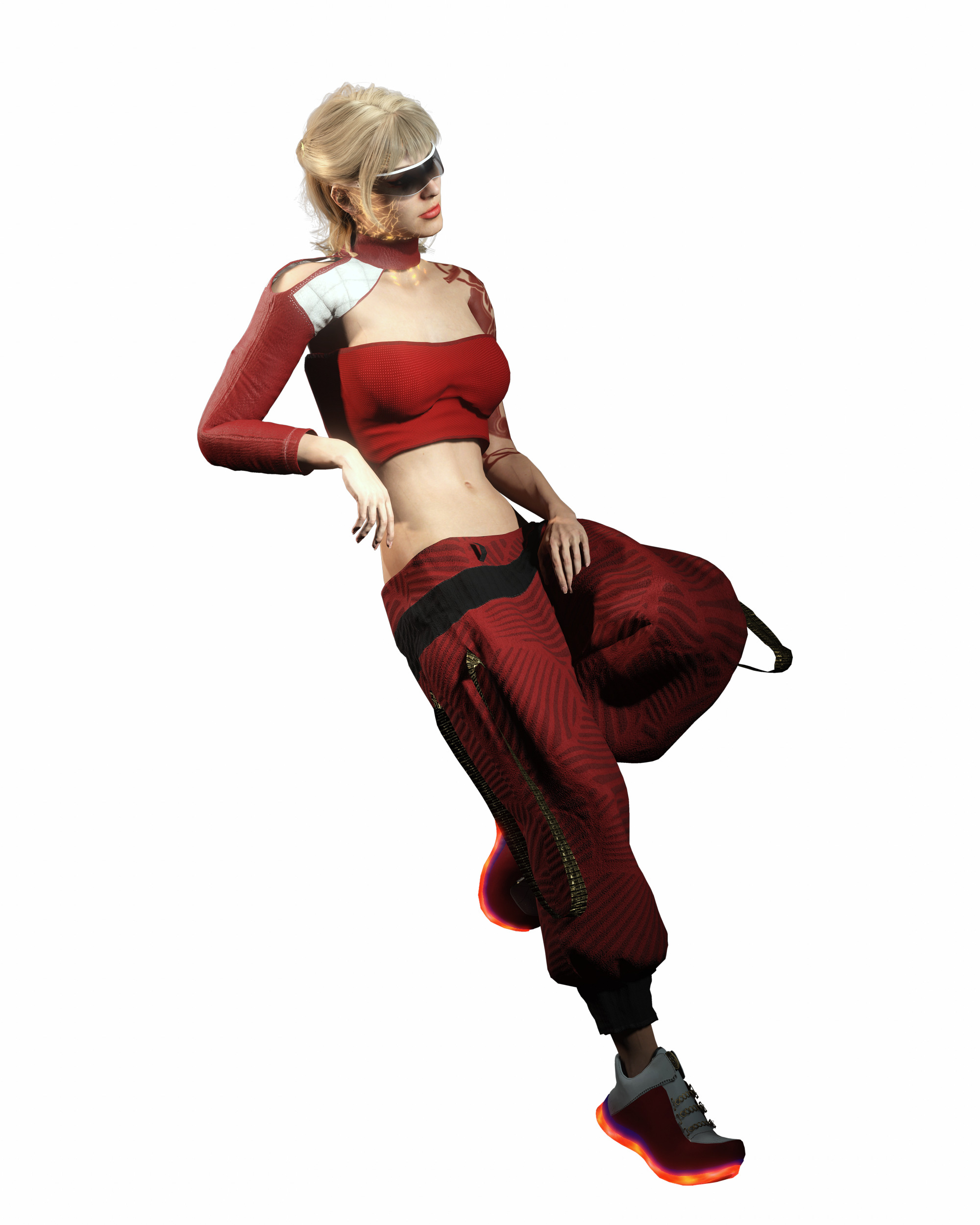 Ayla Crimson Stylized Sci Fi Female Character Low-poly 3D model_18