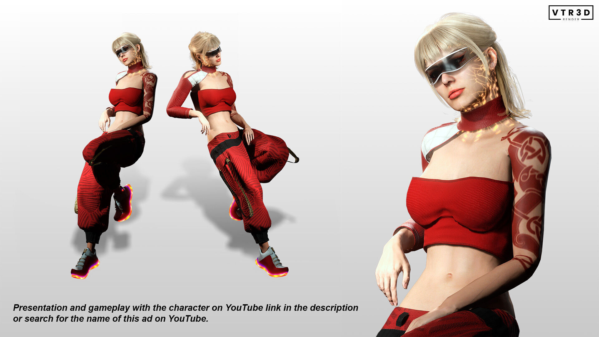 Ayla Crimson Stylized Sci Fi Female Character Low-poly 3D model_6