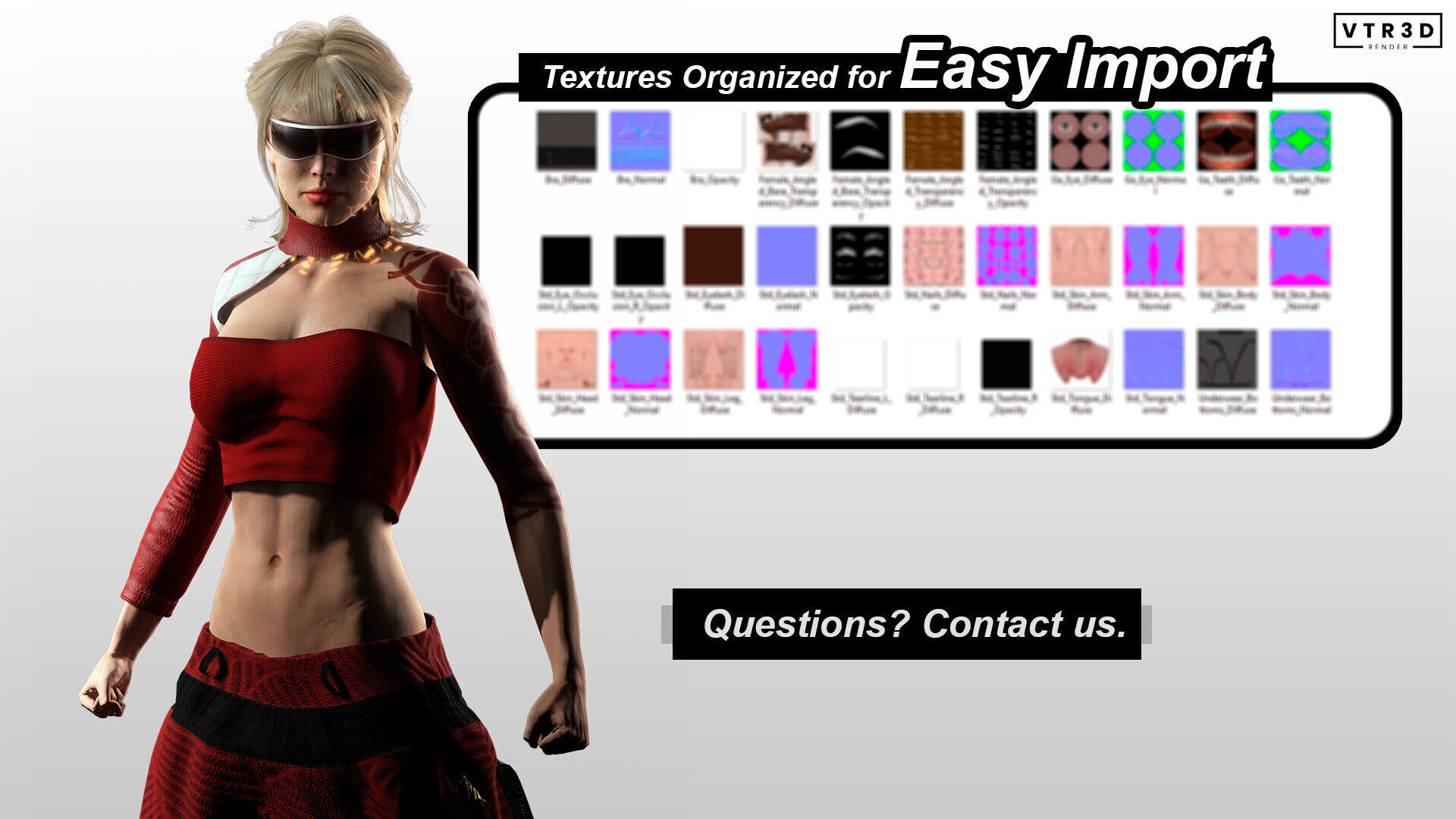 Ayla Crimson Stylized Sci Fi Female Character Low-poly 3D model_8