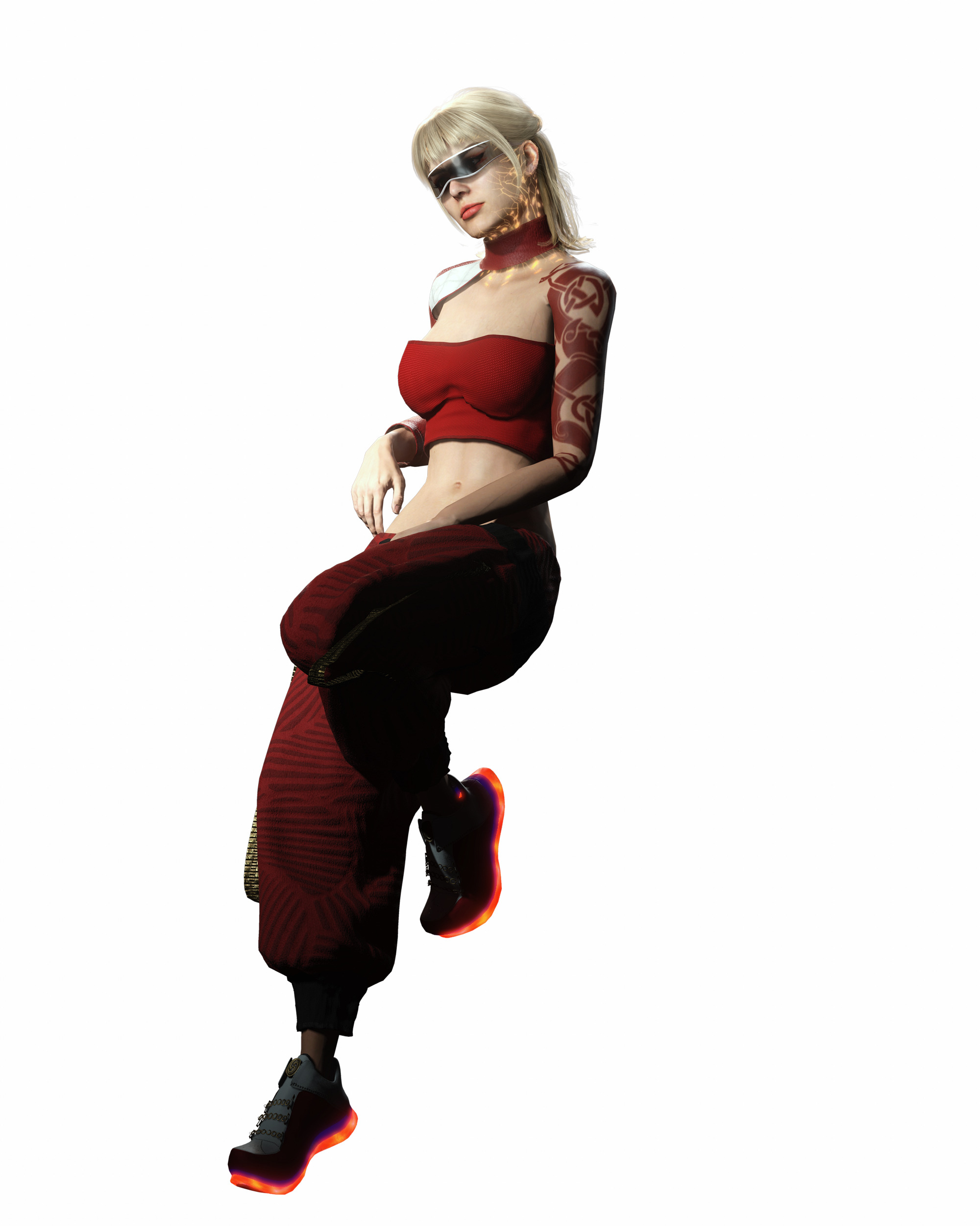 Ayla Crimson Stylized Sci Fi Female Character Low-poly 3D model_17