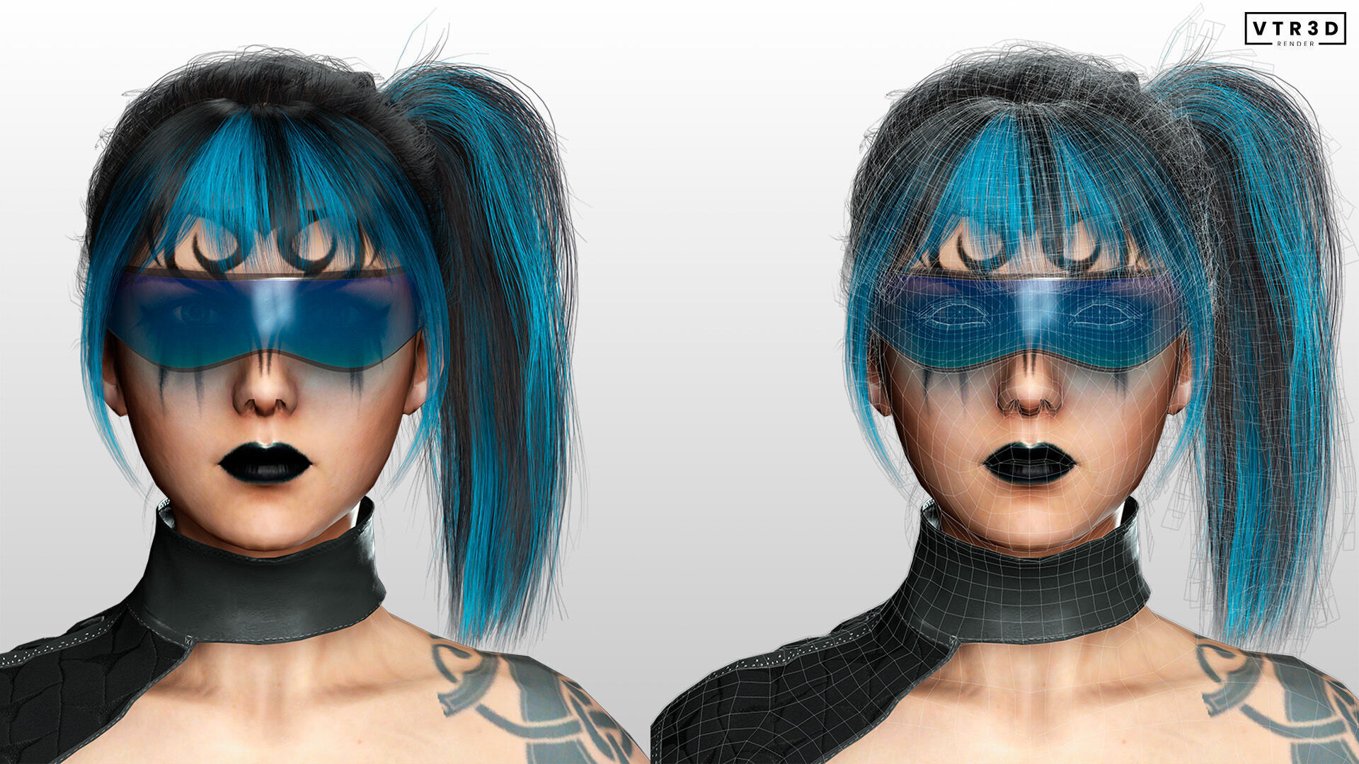 Nova X Stylized Sci Fi Cyberpunk Girl Character Low-poly 3D model_5