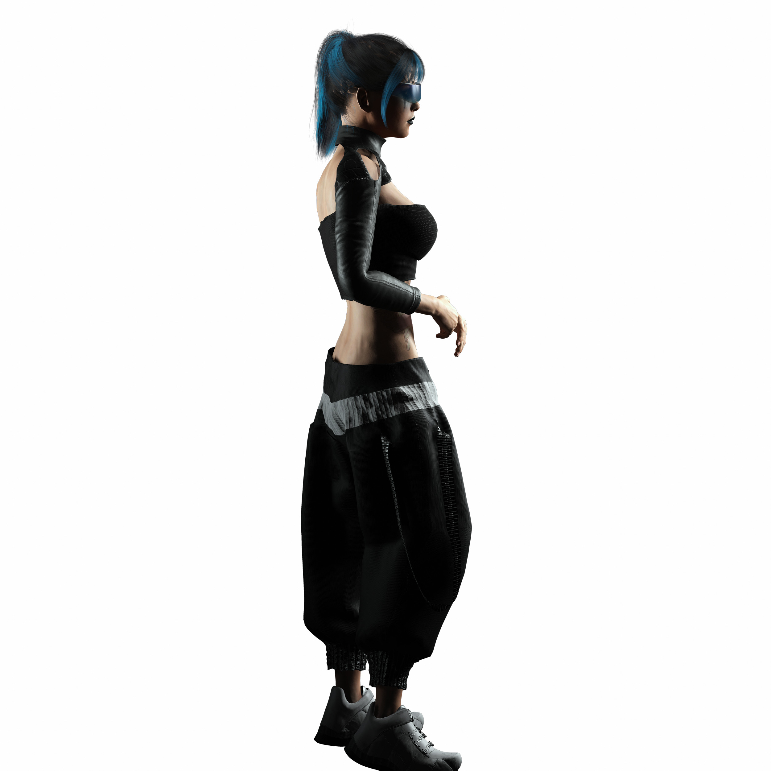 Nova X Stylized Sci Fi Cyberpunk Girl Character Low-poly 3D model_16