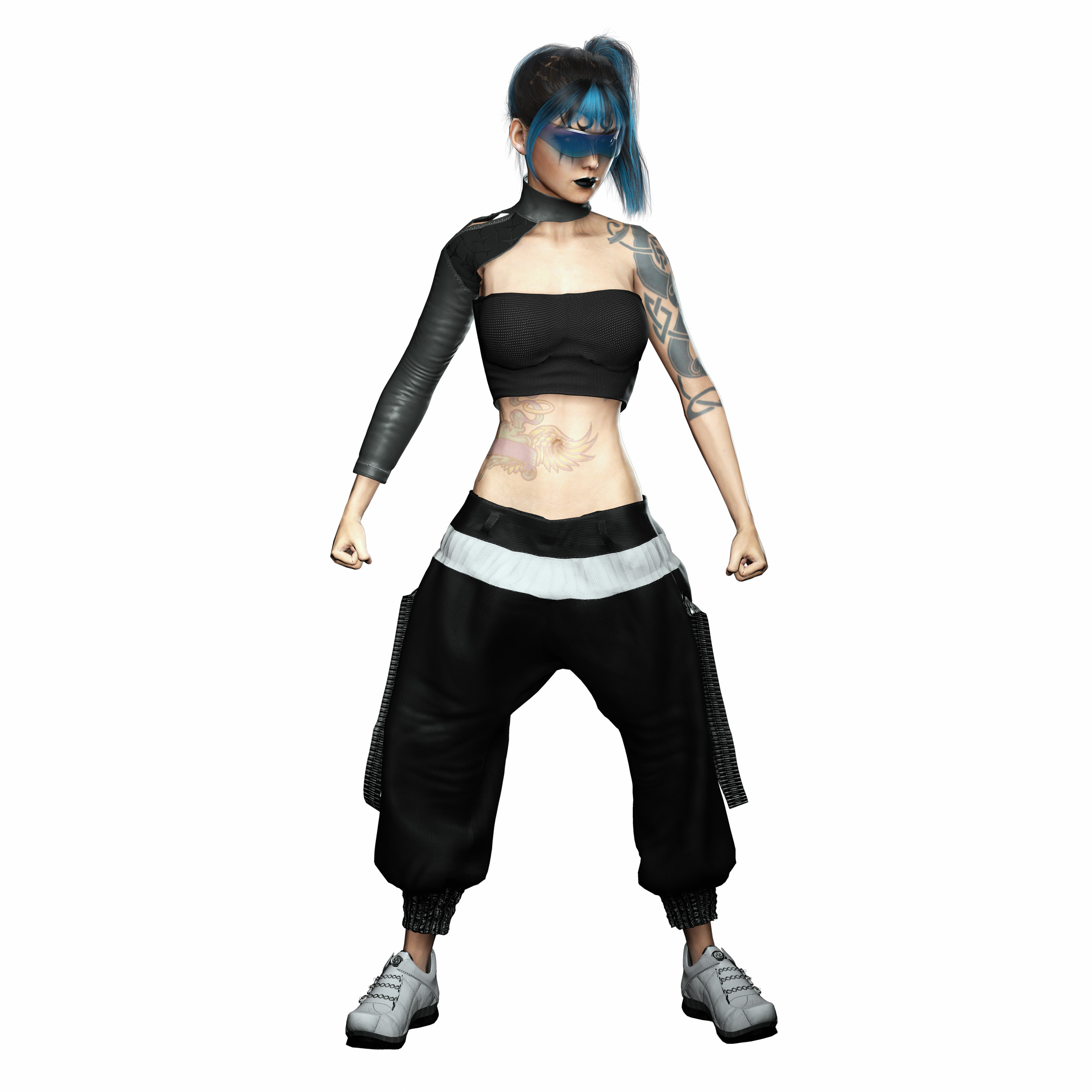 Nova X Stylized Sci Fi Cyberpunk Girl Character Low-poly 3D model_10