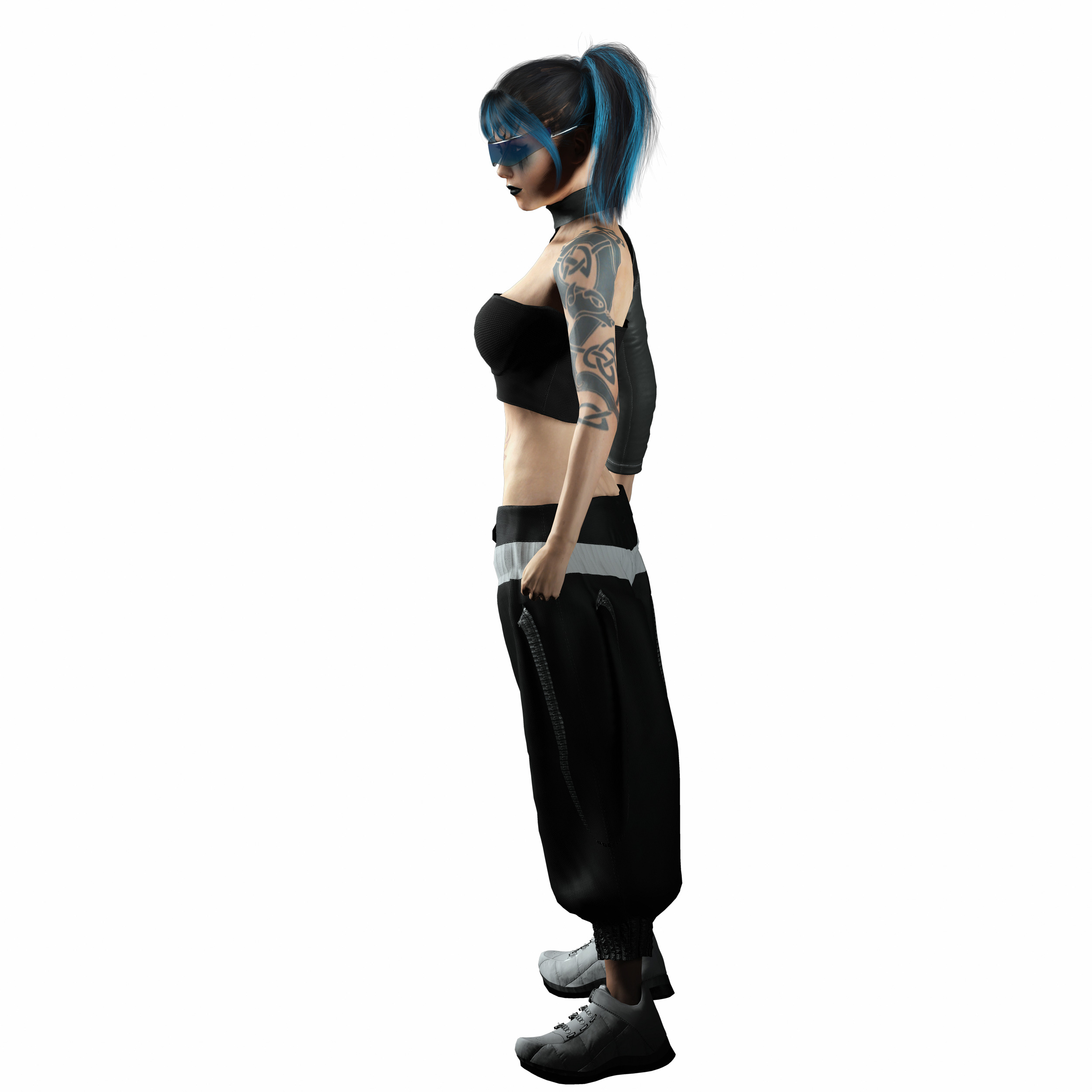 Nova X Stylized Sci Fi Cyberpunk Girl Character Low-poly 3D model_11