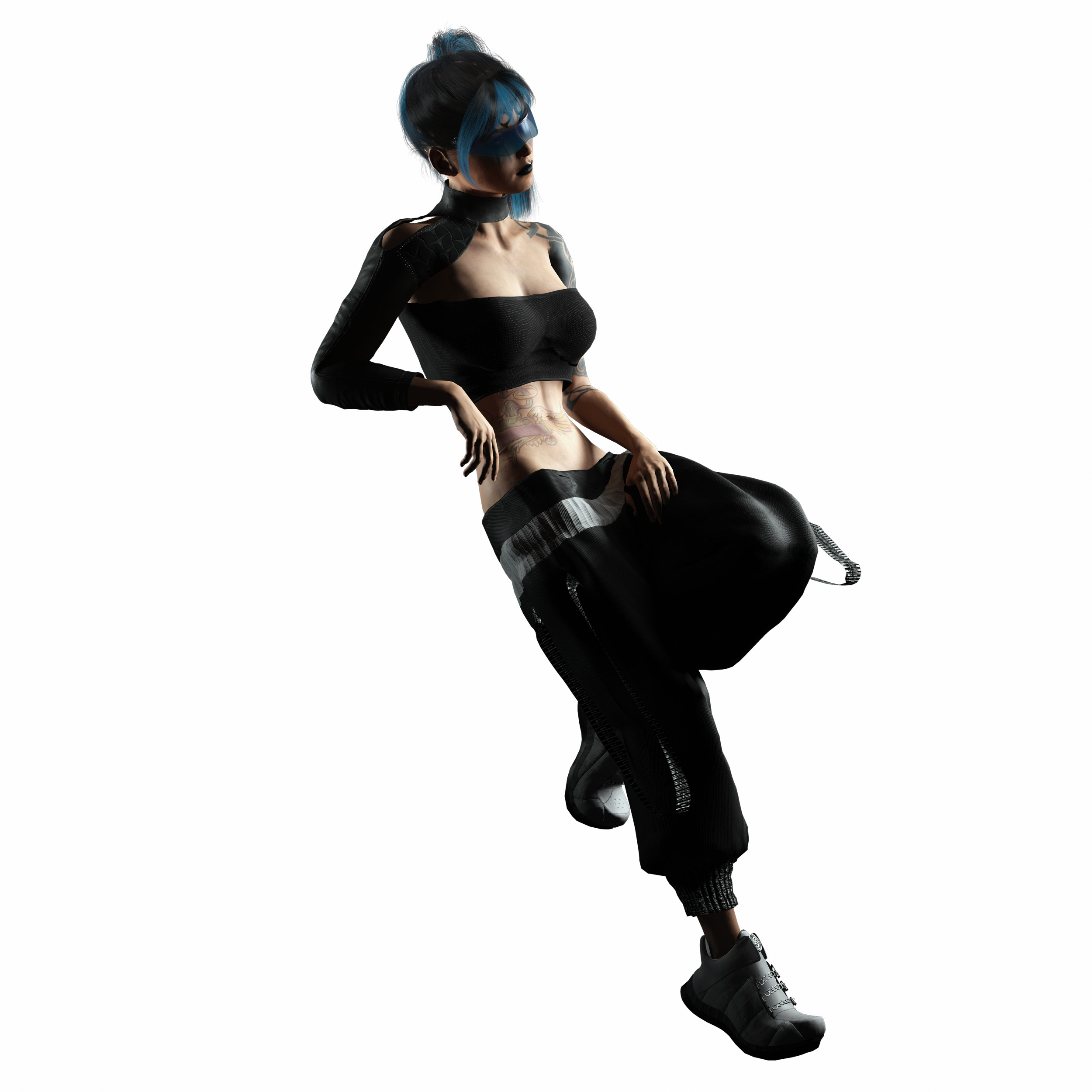 Nova X Stylized Sci Fi Cyberpunk Girl Character Low-poly 3D model_18
