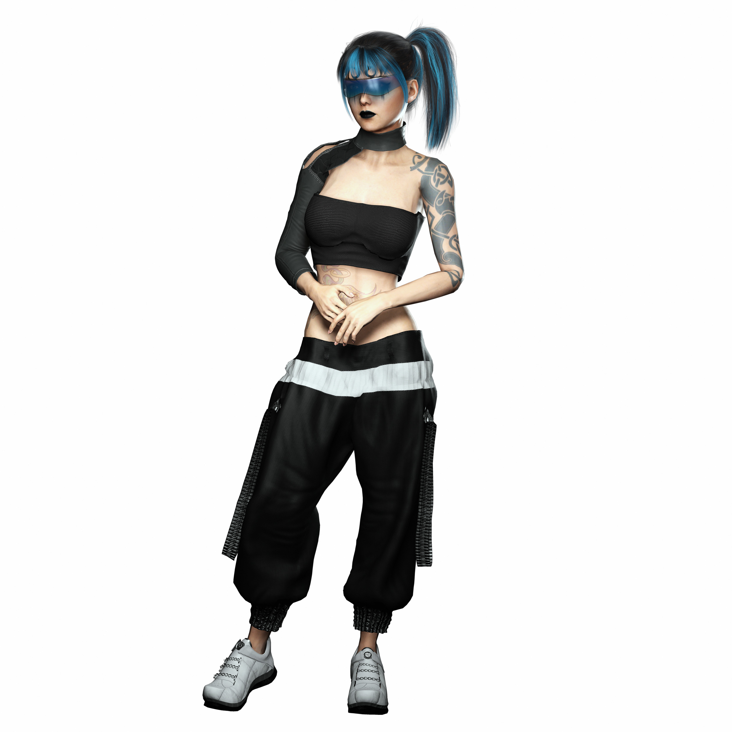 Nova X Stylized Sci Fi Cyberpunk Girl Character Low-poly 3D model_9