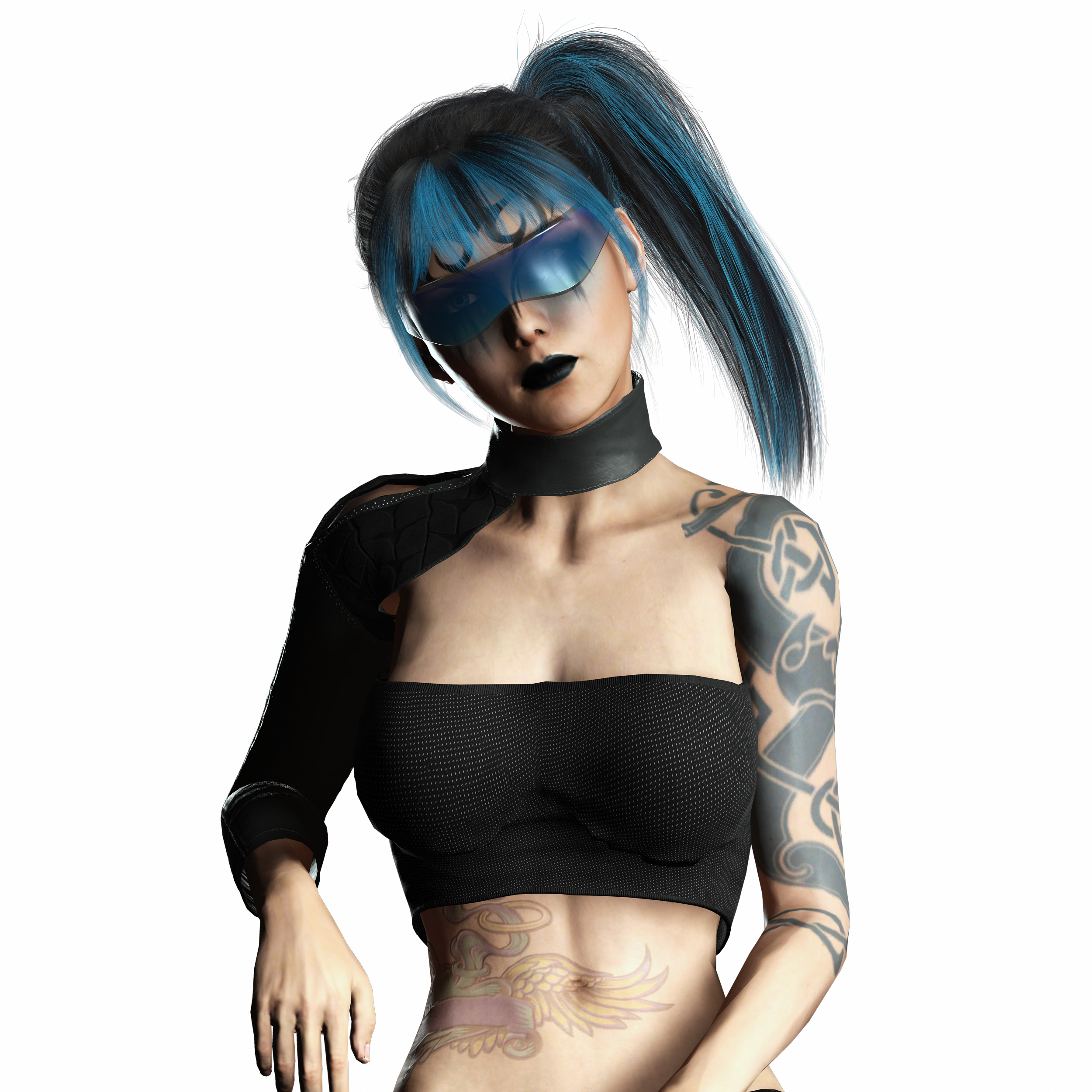 Nova X Stylized Sci Fi Cyberpunk Girl Character Low-poly 3D model_20