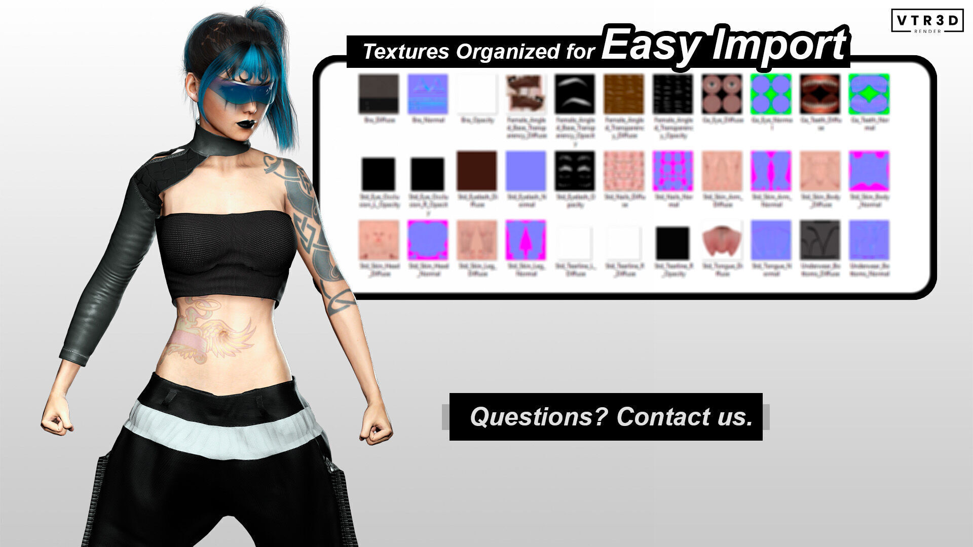 Nova X Stylized Sci Fi Cyberpunk Girl Character Low-poly 3D model_8