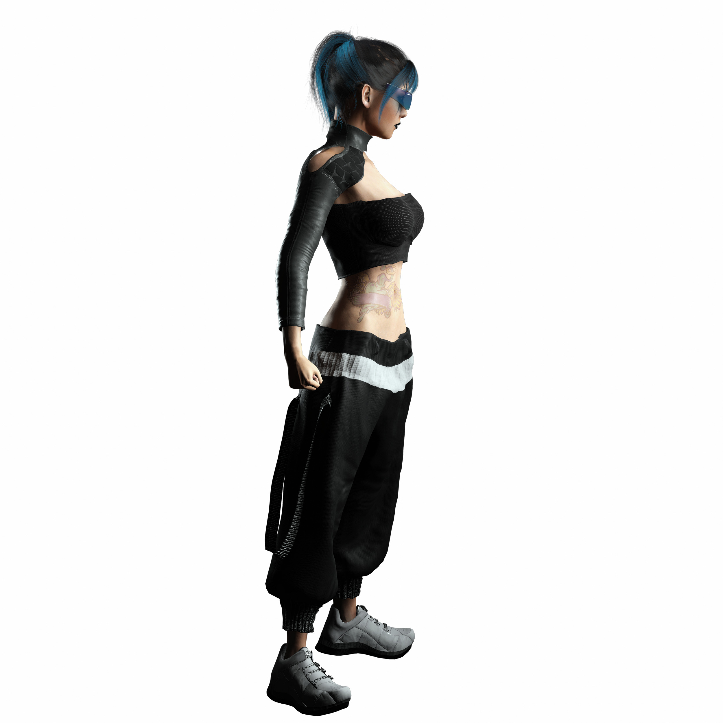 Nova X Stylized Sci Fi Cyberpunk Girl Character Low-poly 3D model_13