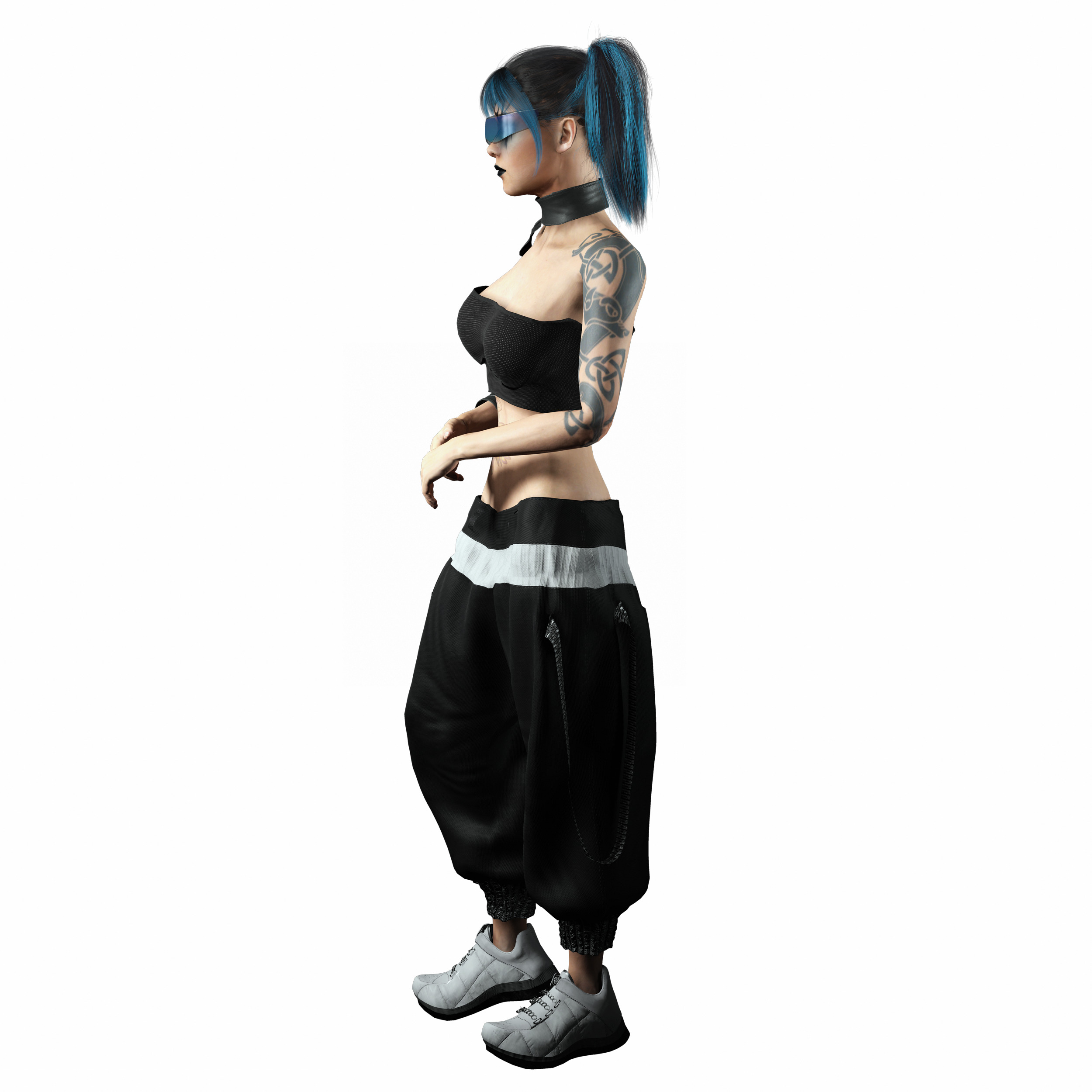 Nova X Stylized Sci Fi Cyberpunk Girl Character Low-poly 3D model_14