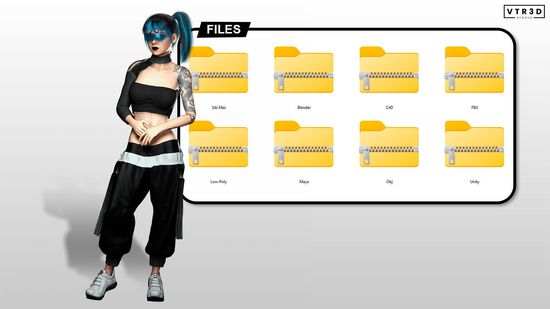 Nova X Stylized Sci Fi Cyberpunk Girl Character Low-poly 3D model_7