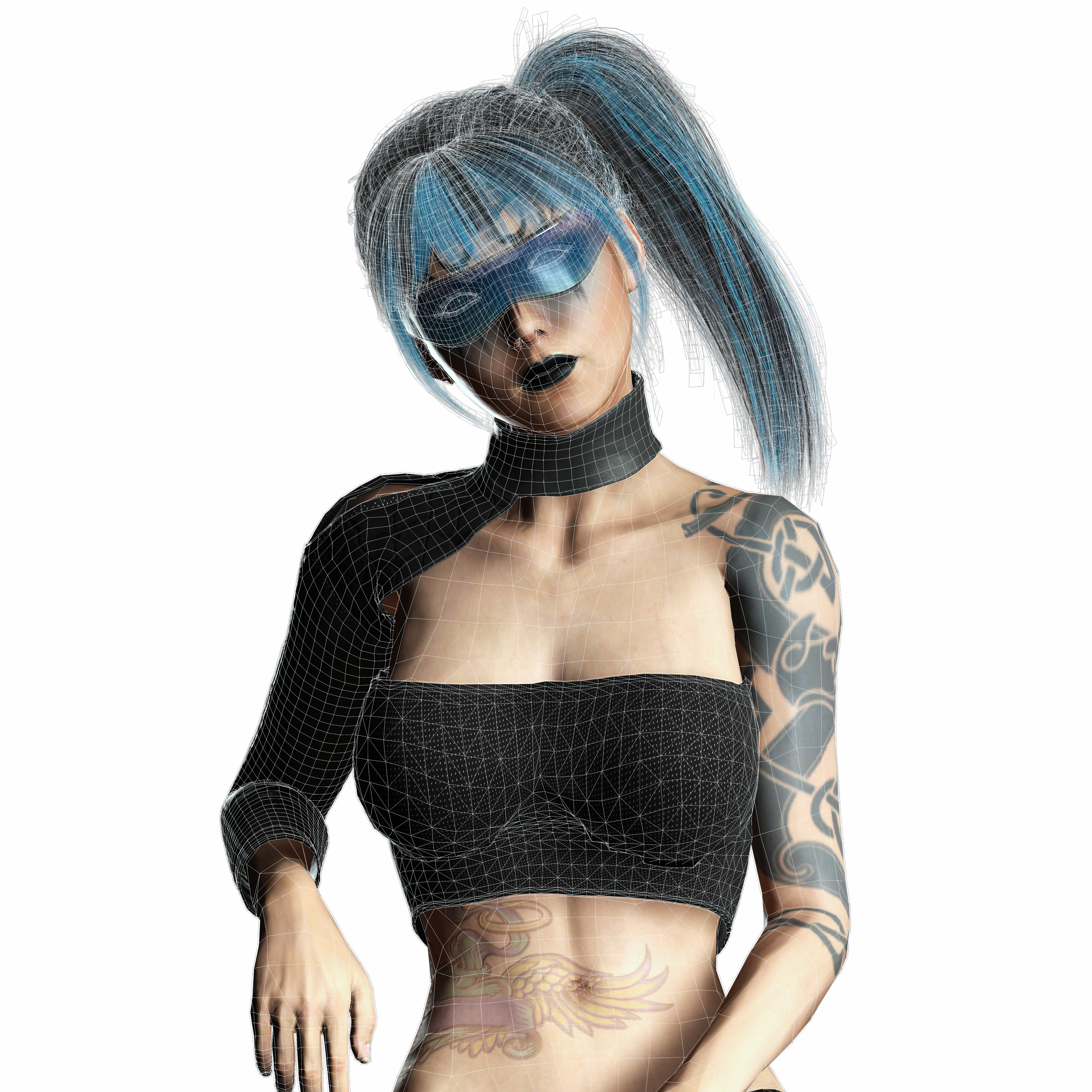 Nova X Stylized Sci Fi Cyberpunk Girl Character Low-poly 3D model_21