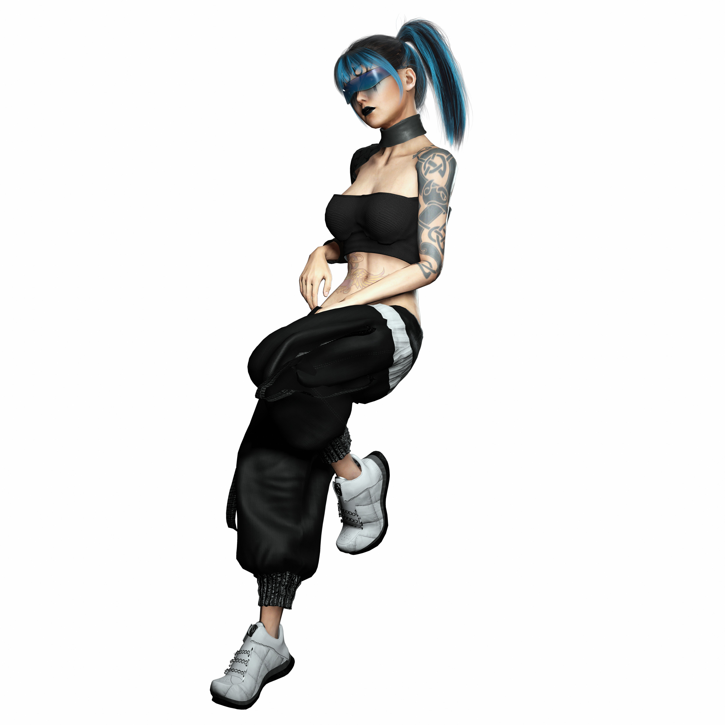 Nova X Stylized Sci Fi Cyberpunk Girl Character Low-poly 3D model_17