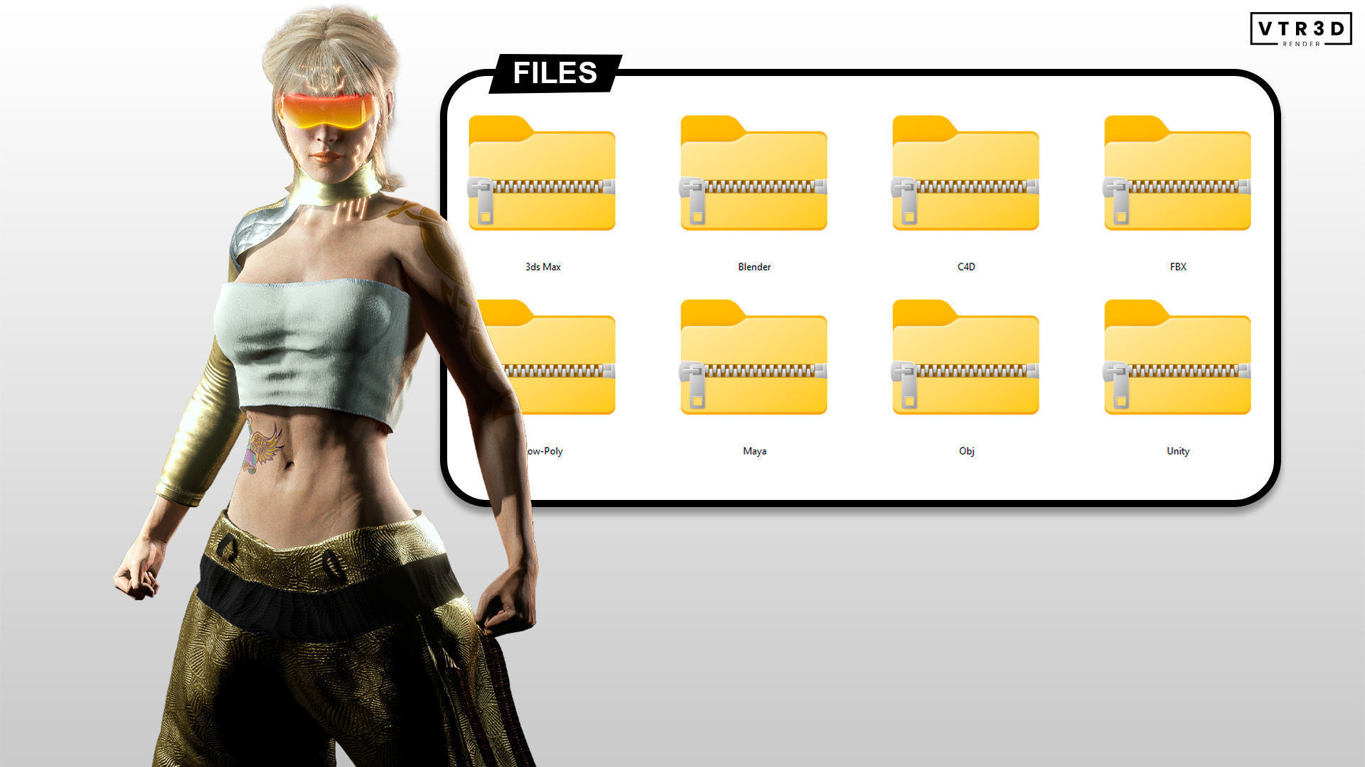 Pack Stylized Sci-Fi Cyberpunk Female Characters 3D Model Collection_22