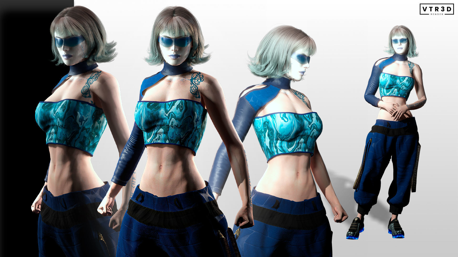 Pack Stylized Sci-Fi Cyberpunk Female Characters 3D Model Collection_11