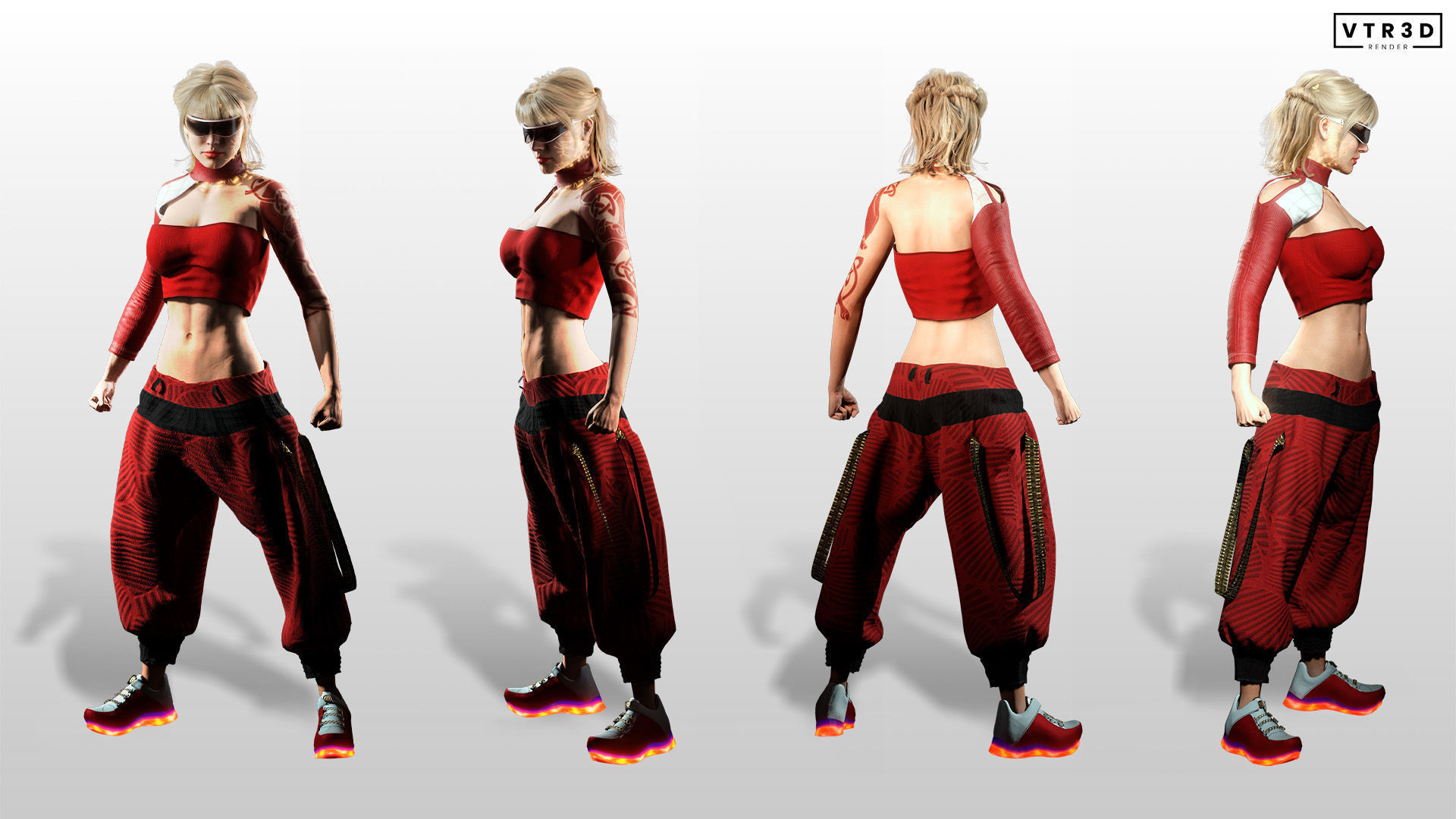 Pack Stylized Sci-Fi Cyberpunk Female Characters 3D Model Collection_16