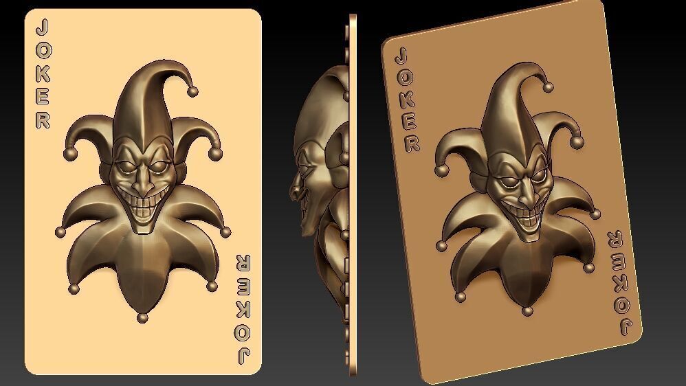 3D Joker Playing Card High-Detail Joker Face Relief Model  3D print model_1