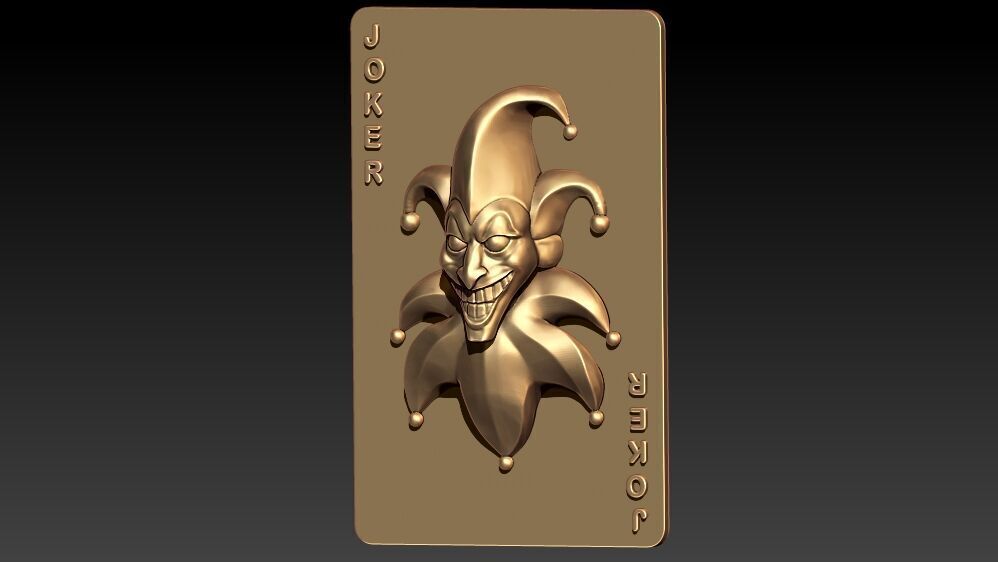3D Joker Playing Card High-Detail Joker Face Relief Model  3D print model_3