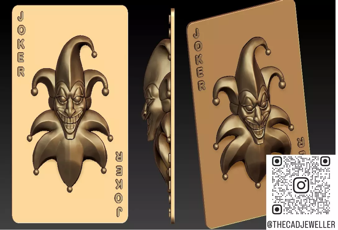 3D Joker Playing Card High-Detail Joker Face Relief Model  3D print model_0