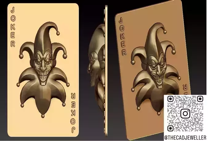 3D Joker Playing Card High-Detail Joker Face Relief Model 