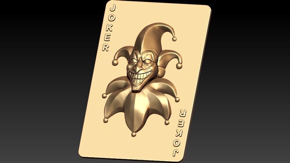 3D Joker Playing Card High-Detail Joker Face Relief Model  3D print model_5