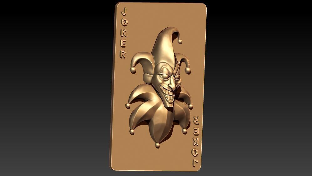3D Joker Playing Card High-Detail Joker Face Relief Model  3D print model_4
