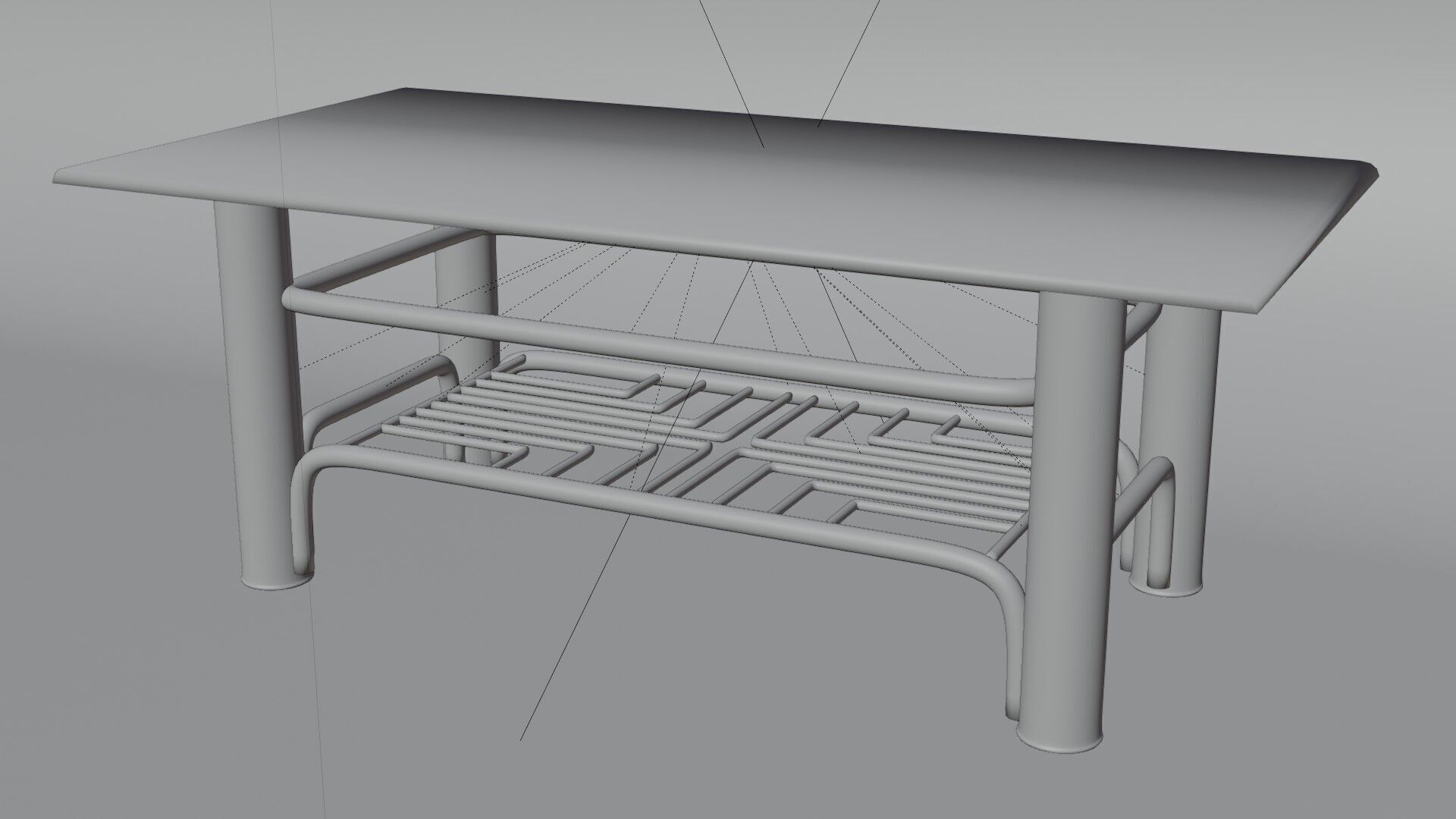Futuristic Chrome Coffee Table with Maze-Grid Shelf 3D Model 3D model_9