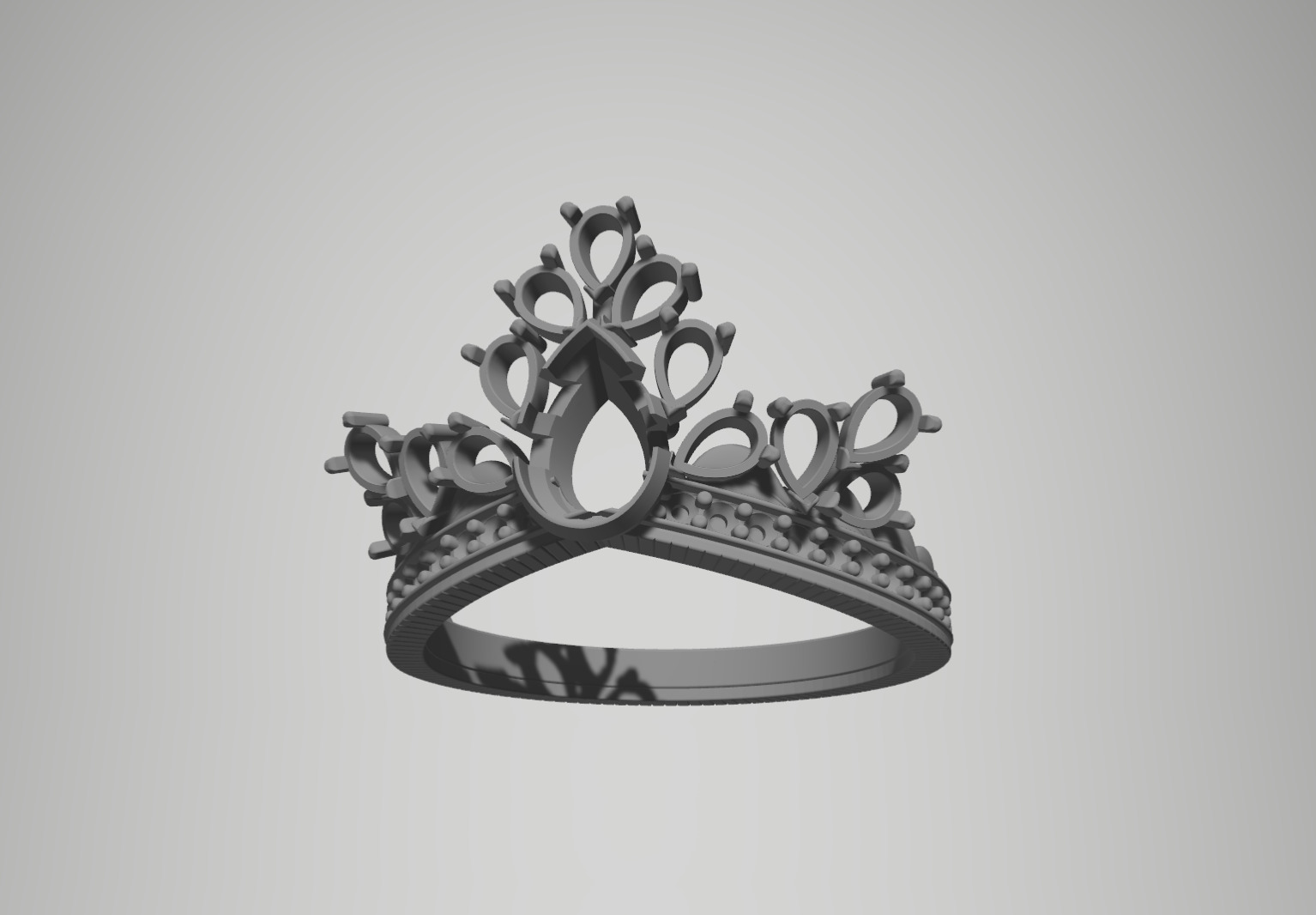 Statement Pear Cut Diamond And Gems Ring Model Design  STL 3DM 3D print model_11