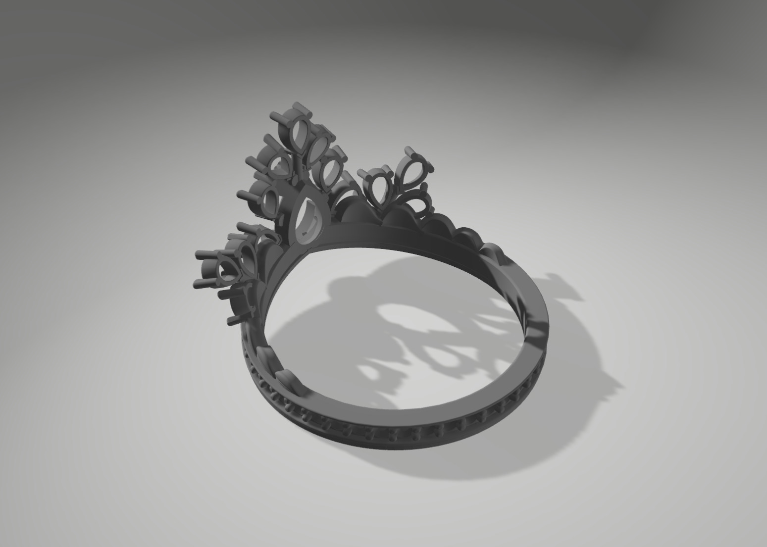 Statement Pear Cut Diamond And Gems Ring Model Design  STL 3DM 3D print model_12