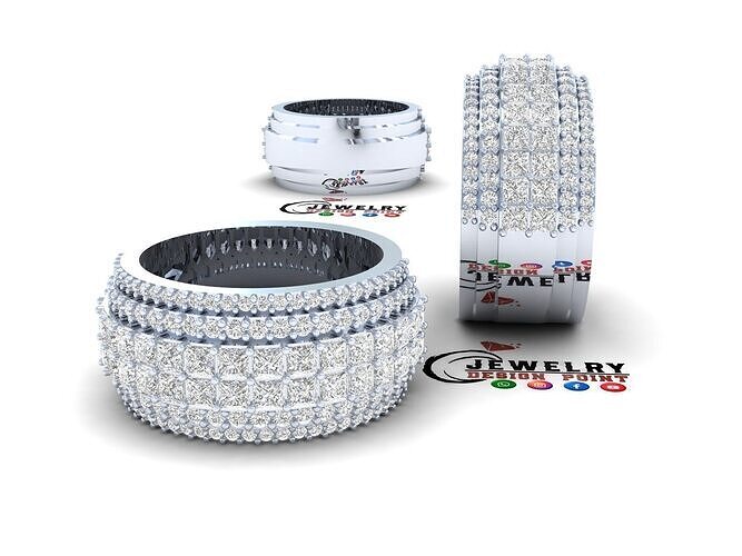 Custom Princess Cut Diamond Band - Eternity Diamond Ring 3D print model