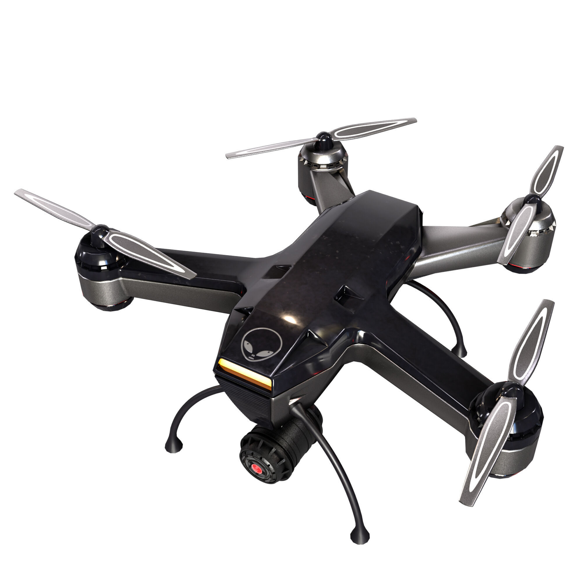 Tactical Drone Low-poly 3D model_5