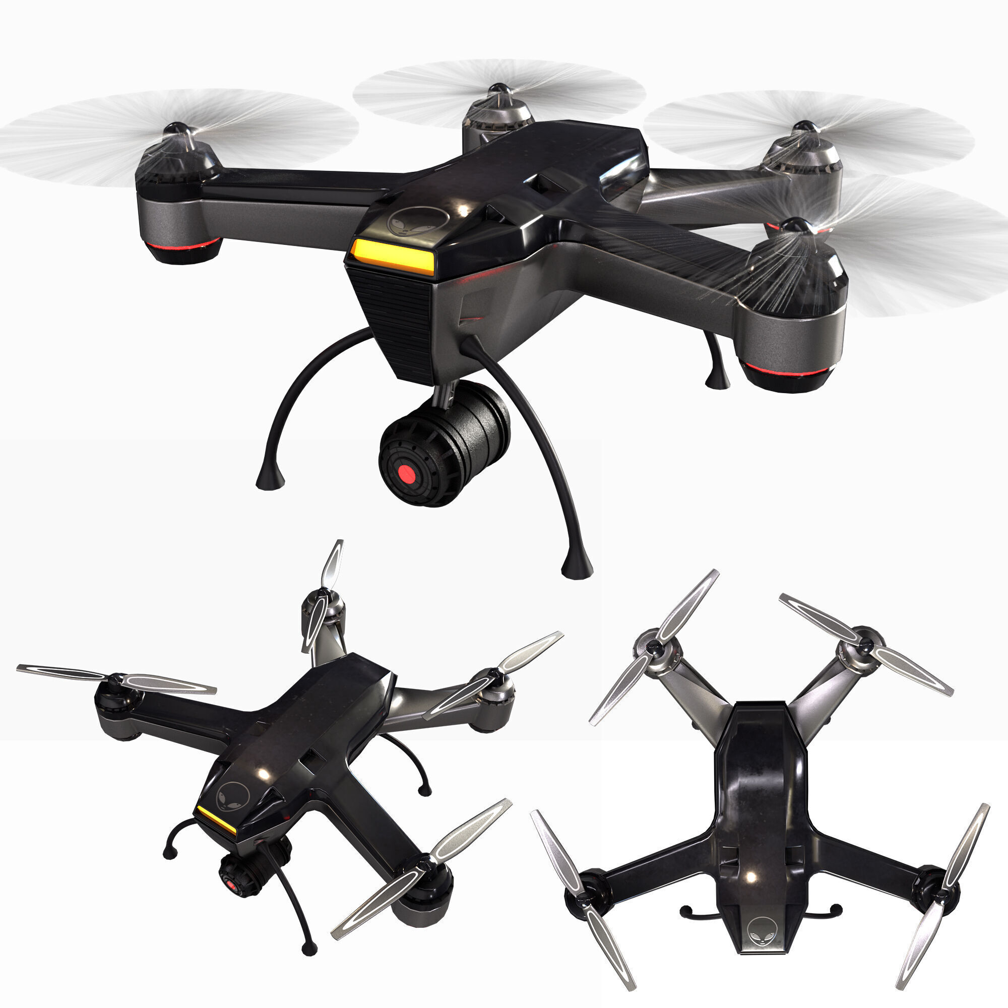 Tactical Drone Low-poly 3D model_2