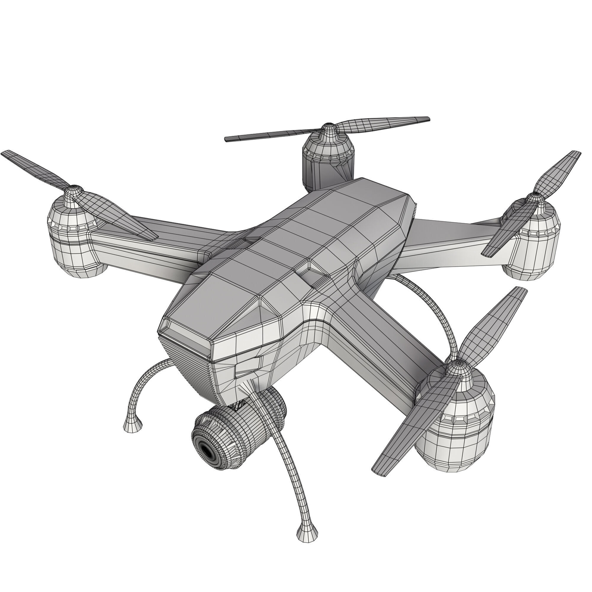 Tactical Drone Low-poly 3D model_7