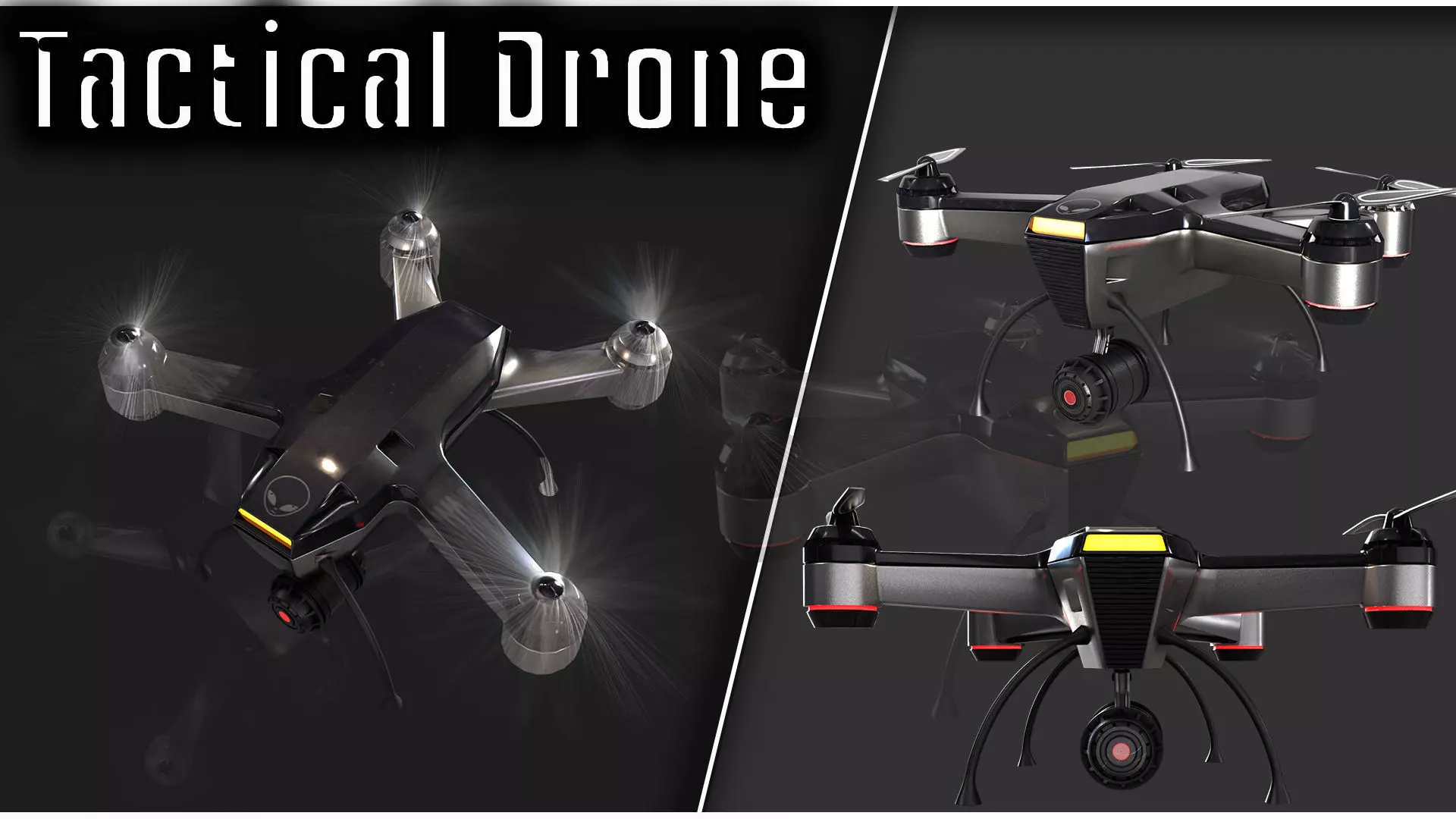 Tactical Drone Low-poly 3D model_0