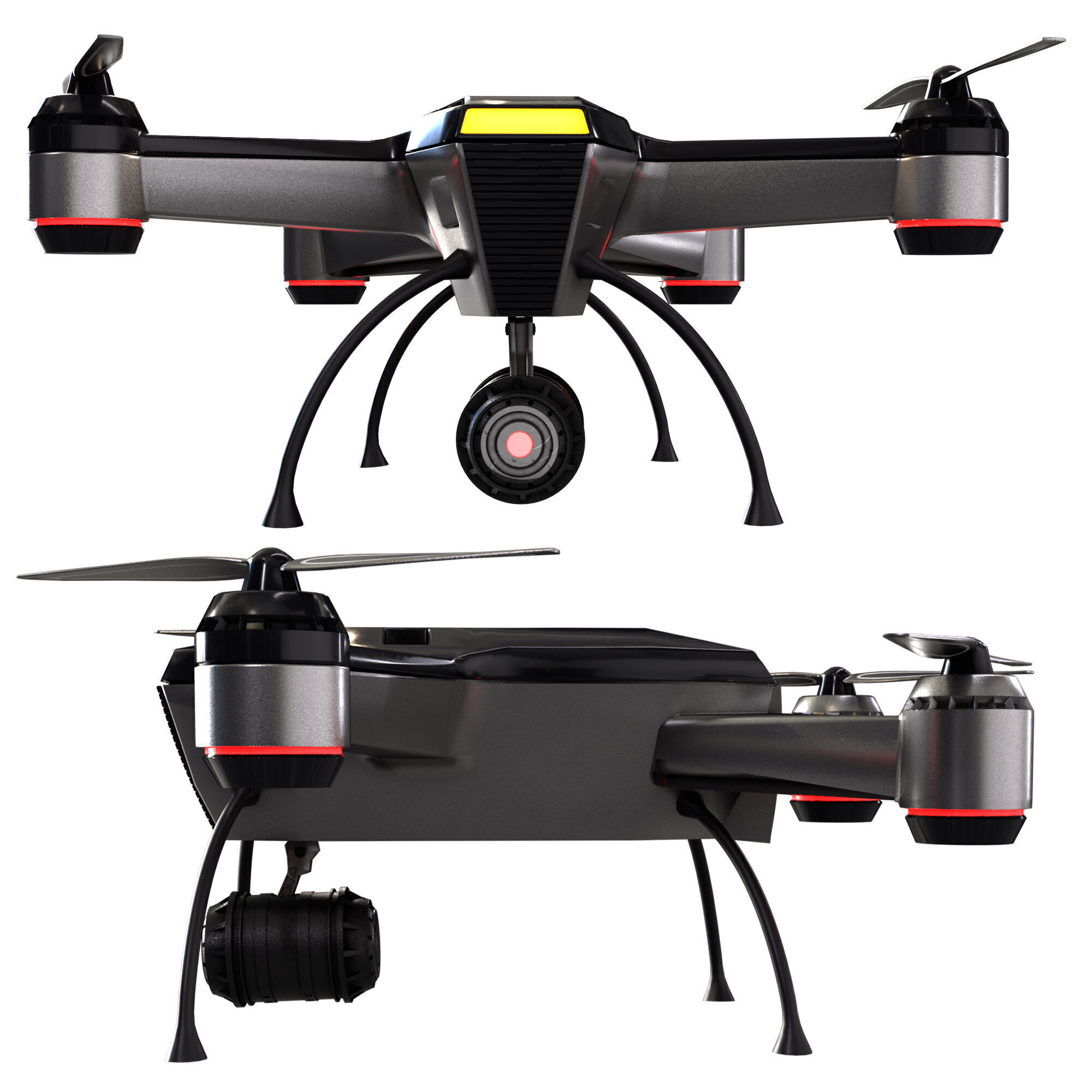 Tactical Drone Low-poly 3D model_3