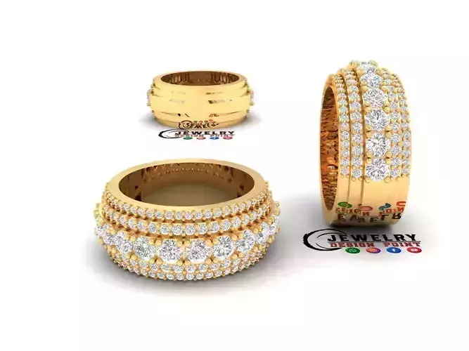 Custom Round Cut Diamond Band - Round Eternity Diamond Ring