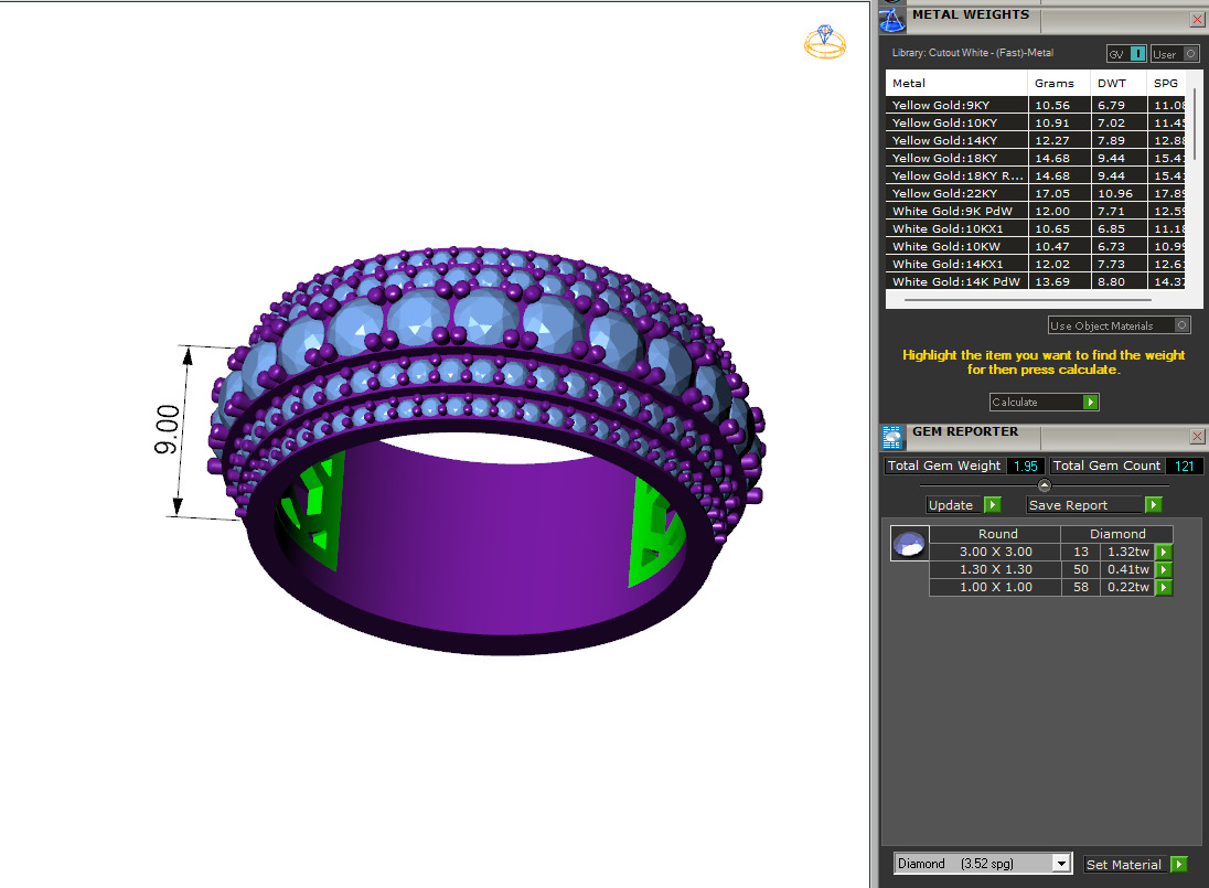 Custom Round Cut Diamond Band - Round Eternity Diamond Ring  3D print model_6