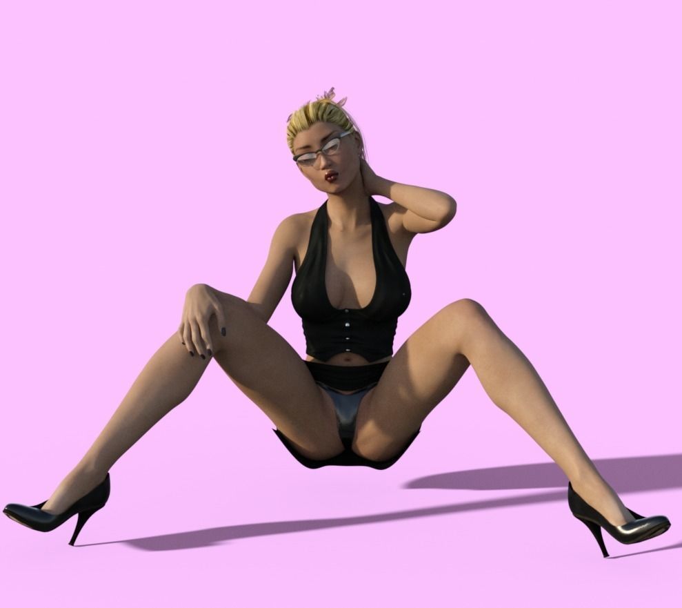 female model seductive Low-poly 3D model_1