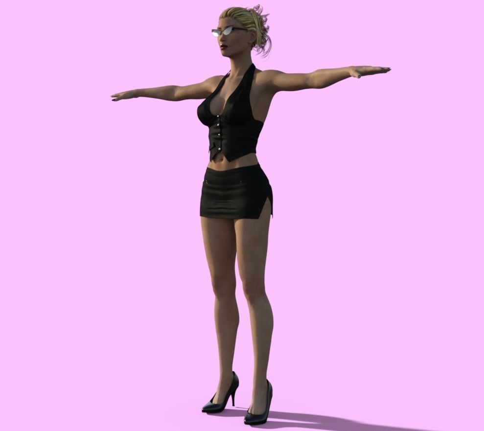 female model seductive Low-poly 3D model_0