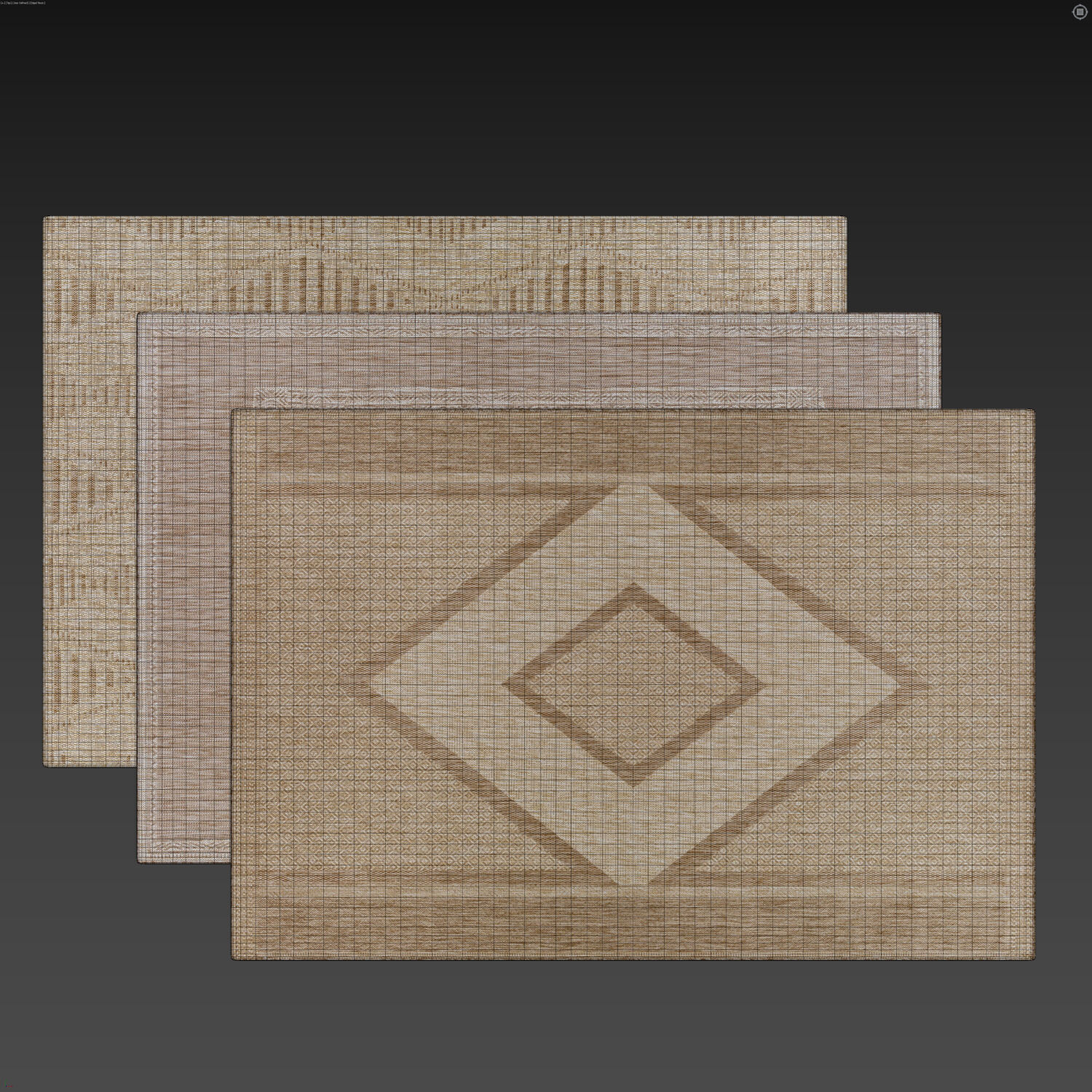 Carpet set 31 - Bundle - 3 Geometrical Jute Rugs 3D model_4