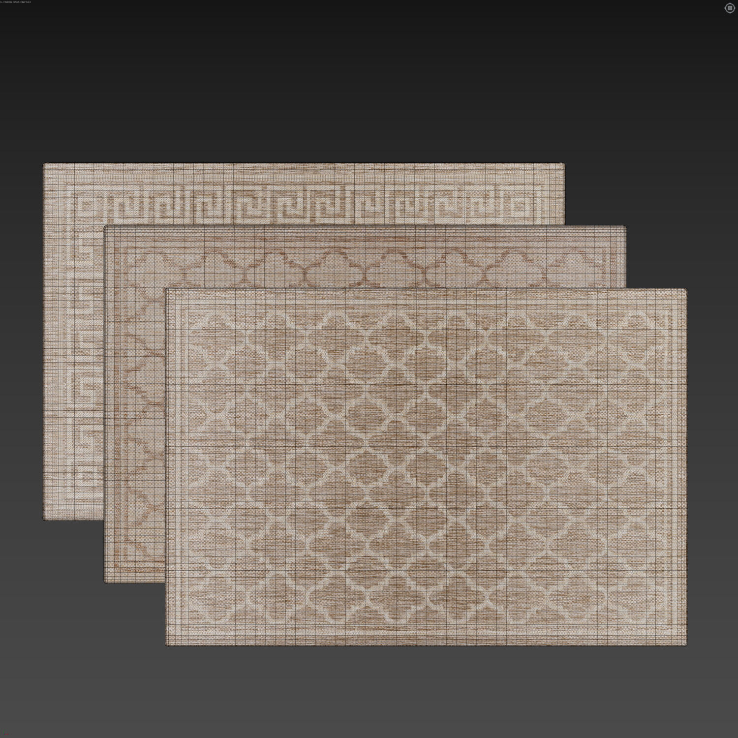 Carpet set 29 - Bundle - 3 Geometrical Jute Rugs 3D model_4