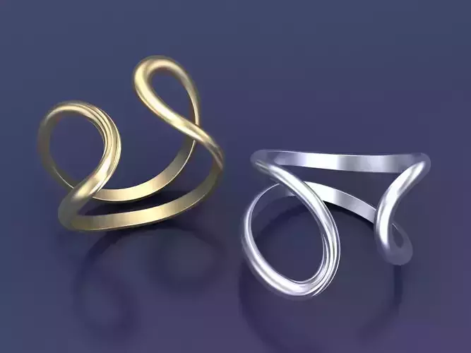 Curved Gold Ring Texture CAD Design Fashion Ring 3D print model