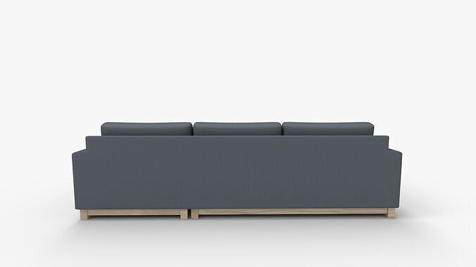 Gather Petite Wood Base Piece Sectional 3D model 4