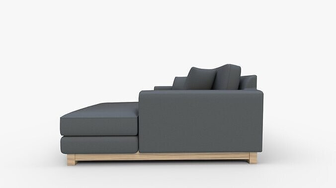 Gather Petite Wood Base Piece Sectional 3D model 6